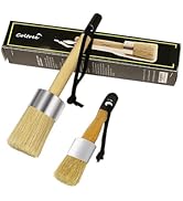 Coltree Chalk Paint Brushes for Furniture, 2 Pcs Boar Hair Bristles Round/Flat Paint Brushes Set,...