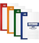 Teskyer 4 Pack Notebook Journal, College Ruled, 5.5" x 8.26" A5 Size Notebook for Office School S...