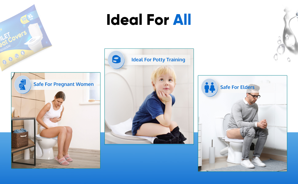 Disposable toilet seat covers for travel are suitable for all ages