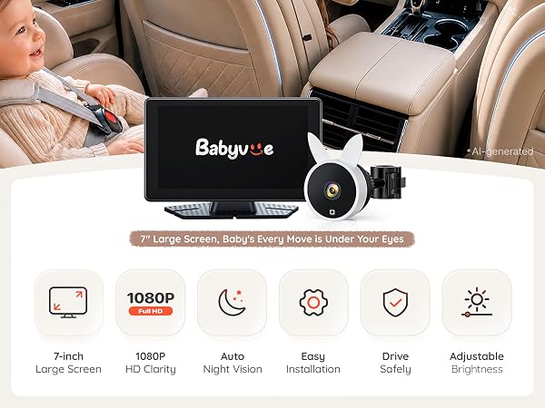 see your kids clearly just a glance with 7" large IPS screen
