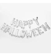 Silver Letters Balloons Halloween Balloons Happy Halloween Balloons Banner Backdrop for Trick or ...