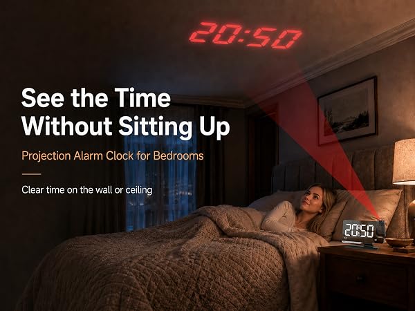 Projection Alarm Clock for Bedrooms,See the TimeWithout Sitting Up