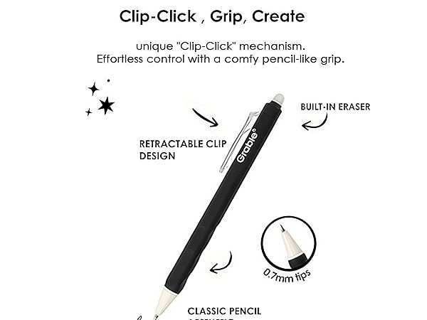 erasable gel pen set of 6-black