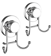 HOME SO Suction Cup Hooks for Shower, Bathroom, Kitchen, Glass Door, Mirror, Tile – Loofah, Towel...