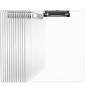 Macroclo Plastic Clipboards Set of 12, Acrylic Clear Clip Board 8.5x11 for Classroom, Students, L...