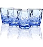 Topsky 10 oz Plastic Water Tumblers | Set of 4 Transparent Unbreakable Drinking Glasses Clear Acr...