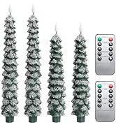 MUMCHASI 4 Pcs Flameless Taper Candles, Christmas Tree Candles with Remote, Battery Operated Cand...