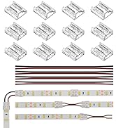 BTF-LIGHTING 2 Pin 10mm 0.39in Width Transparent Solderless Connector Kit 8XCorner Connector 4XGa...