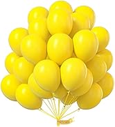 PartyWoo Yellow Balloons, 50 pcs 12 Inch Matte Yellow Balloons, Yellow Latex Balloons for Balloon...