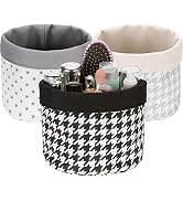 Sea Team 3-Pack Canvas Fabric Cosmetic Makeup Organizer, Small Toiletry Storage Basket, Caddy, Ca...