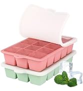 HUAKENER 2 Pack Silicone Ice Cube Tray, Medium Size Ice Cube Trays for Freezer, Stackable Ice Cub...