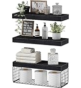 QEEIG Black Bathroom Shelves Over Toilet Wall Mounted Floating Shelves Farmhouse Shelf Toilet Pap...