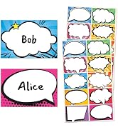 250 Pack, Superhero Comic Name Tag Stickers for Kids - 10 Designs, 3" x 2"