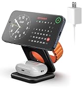 KU XIU Foldable Magnetic Charger, Aluminum Alloy 3 in 1 Charging Station for Apple, 15W Fast Wire...