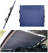 Ohleats Retractable Windshield Sun Shade, 25.6"×60" Sunshade Protector Blocks 99% UV Rays to Keep...