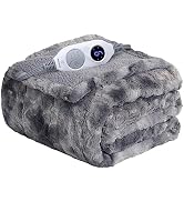 Westinghouse Electric Throw Blanket, Faux Fur Heated Blanket with 6 Heating Levels & 2-10 Hours A...