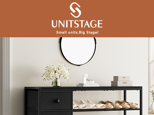 5-Tier Shoe Rack with 2 Fabric Drawers, Metal Frame and Wooden Board Shoe Organizer for 16-20 Pairs