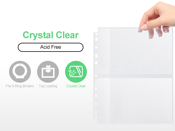 Ultra-Clear Photo Sleeves Holding 240 Pictures, 4 Pocket Top Loading Photo Sheet Protector