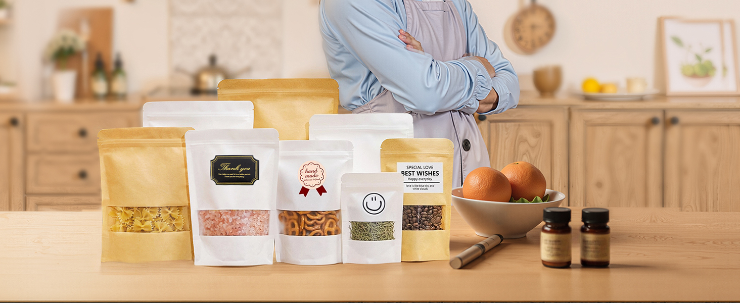 Kraft Stand Up Pouches with Matte Windonw