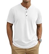 MAGNIVIT Mens Henley Shirts Short Sleeve Cotton Casual Summer Basic T-Shirts 3 Button Solid Colla...