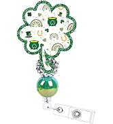 St Patrick's Day Badge Reel - Cosmisun Shamrock Badge Reels Retractable Glitter Lucky Badge Holde...