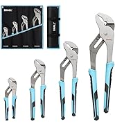 SHALL 4-Piece Groove Joint Pliers Set, 12/10/8/6 Inch Adjustable Water Pump Pliers with Cushion g...