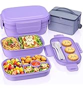 Adults Bento Lunch Box Set with Lunch Bag, 3-Tier Stackable Leak-Proof Lunch Containers, BPA-Free...
