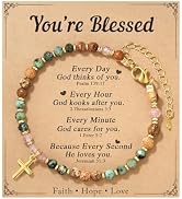 HGDEER Natural Crystal Healing Bracelet for Women - Amethyst Tiger Eye Clear Quartz Black Tourmal...