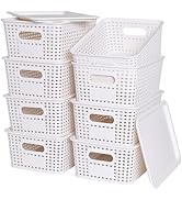 Plastic Storage Baskets with Lid - Plastic Storage Containers Stackable Storage bins: Storage Bas...