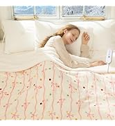 VELLUBAM Pink Bow Heated Throw Blanket 50