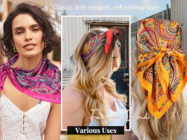 Head Scarf for Women Like Silk Hair Bandana Satin Scarf for Hair Wrapping Beach Head Wrap