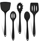 TeamFar Silicone Cooking Utensils Set, 5-Piece Kitchen Utensils Set | Heat Resistant Nonstick Slo...