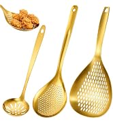 Suwimut 3 Pack Skimmer Slotted Spoon, Stainless Steel Kitchen Spider Strainer Ladle with Long Han...