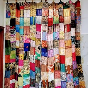 Patchwork Silk sari curtain