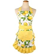 Thick Lemon Cotton Women's Kitchen Apron Adjustable Cooking Baking Garden Chef Apron with Pocket