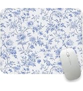 Blue Floral Mouse Pad, Light Blue and White Small Mousepads, Chinoiserie Small Desk Pads for Desk...