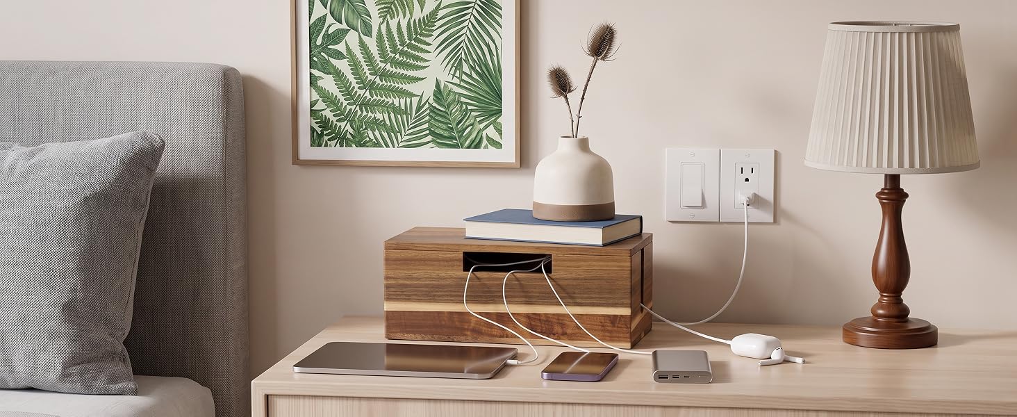 decorative box cable management box large wooden storage box outlet shelf with cord storage