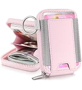 HiWe Credit Card Holder with Find My Tracker Built-in, Zipper PU Leather Card Wallet for Women & ...
