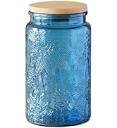 34 FL OZ Green Vintage Glass Jar, Bamboo Lid Glass Jar, Decorative Mason Jar, for Home Kitchen St...