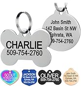 GoTags Stainless Steel Pet ID Tags, Personalized Dog Tags and Cat Tags, up to 8 Lines of Custom T...