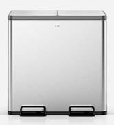 EKO EcoCasa Plus 2 x 10.6 Gal Dual Recycling Trash Can for Kitchen, Large Stainless Steel Step-On...