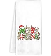 JOQUXI Green and Red Leopard Christmas Kitchen Towels, Retro Merry Christmas Decorative Hand Tea ...
