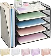OPNICE Desk Organizer, 5-Tier Paper Organizer Letter Tray with Magazine Holder, Office Desk Acces...