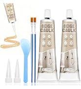 Beige Caulk, 200g Silicone Caulk for Bathroom Shower Kitchen Tile Floor Sealing, Waterproof, Stro...