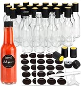 GMISUN Mini Hot Sauce Bottles 5 oz, 24 Pack Glass Woozy Bottles with Shrink Capsules, Mini Wine B...