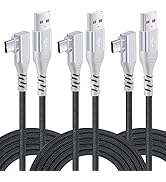 USB to C Cable, 3 Pack 10FT Type C Fast Charging Cable Right Angle,Nylon Braided USB A to USB-C A...