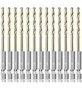 ROGAPER 13 Pcs 1/8" Titanium Coated Twist Hex Shank Drill Bit Set, 135 Degree Tip HSS Impact Dril...