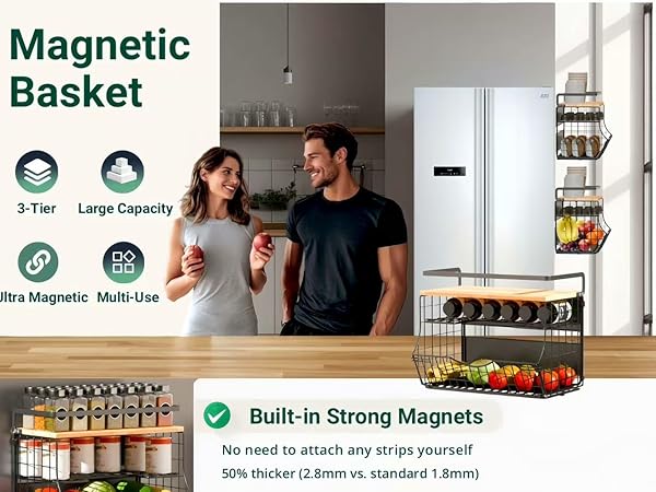 magnetic fruit holder for refrigerator, magnetic fruit basket, magnetic shelf for fridge