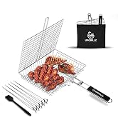 BBQ Fish Grill Basket for Outdoor Grill, Stainless Steel Vegetable Grilling Basket with Detachabl...