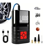 Portable Car Tire Inflator Air Compressor, 120PSI Electric Air Pump with Digital Pressure Gauge, ...
